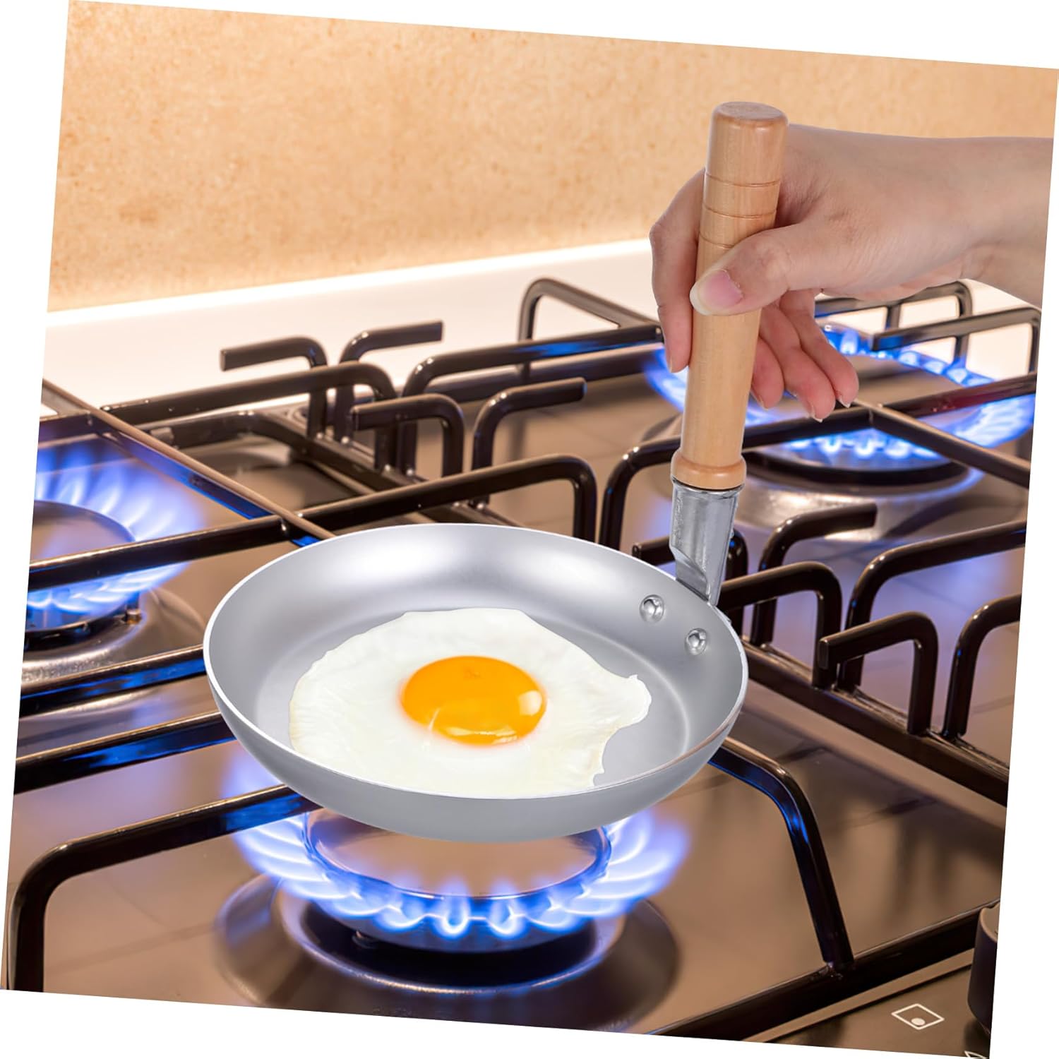 Nonstick Frying Pan for Breakfast Cooking Japanese Tamagoyaki Omelet Lid Vertical Handle