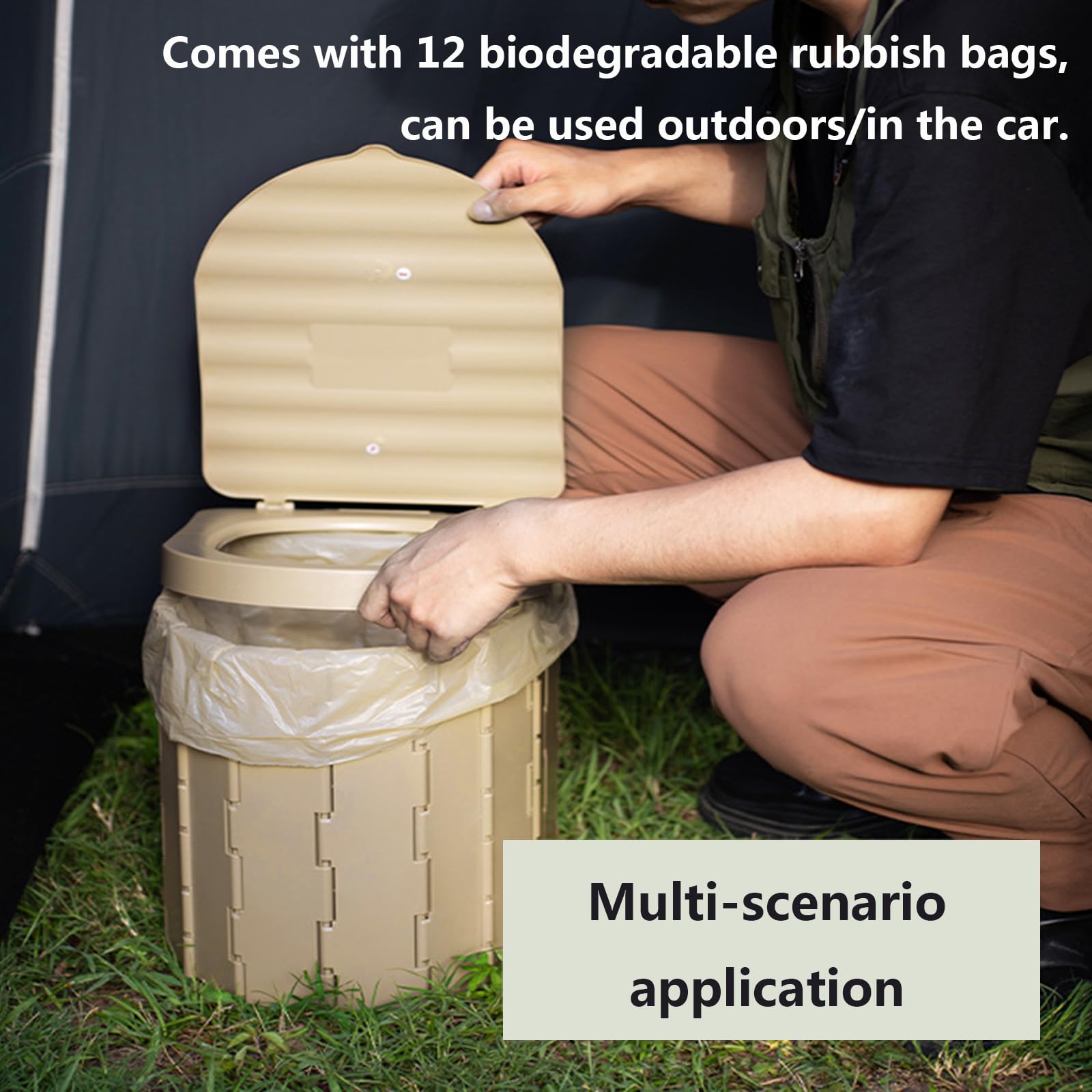 Campingtoilette Faltbar Klappbare Camping Toilette Reisetoilette Wc Mit 1 Rollen Biologisch Abbaubaren Müllbeutel Mobile Campingklo Für Draußen Oder Drinnen Faltbares Töpfchen Für Autocamping