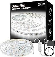 dalattin 20ft Dimmable White LED Strip Lights 6500K Super Bright 360 LEDs 24V Safe for Bedroom Mirror Kitchen Decor
