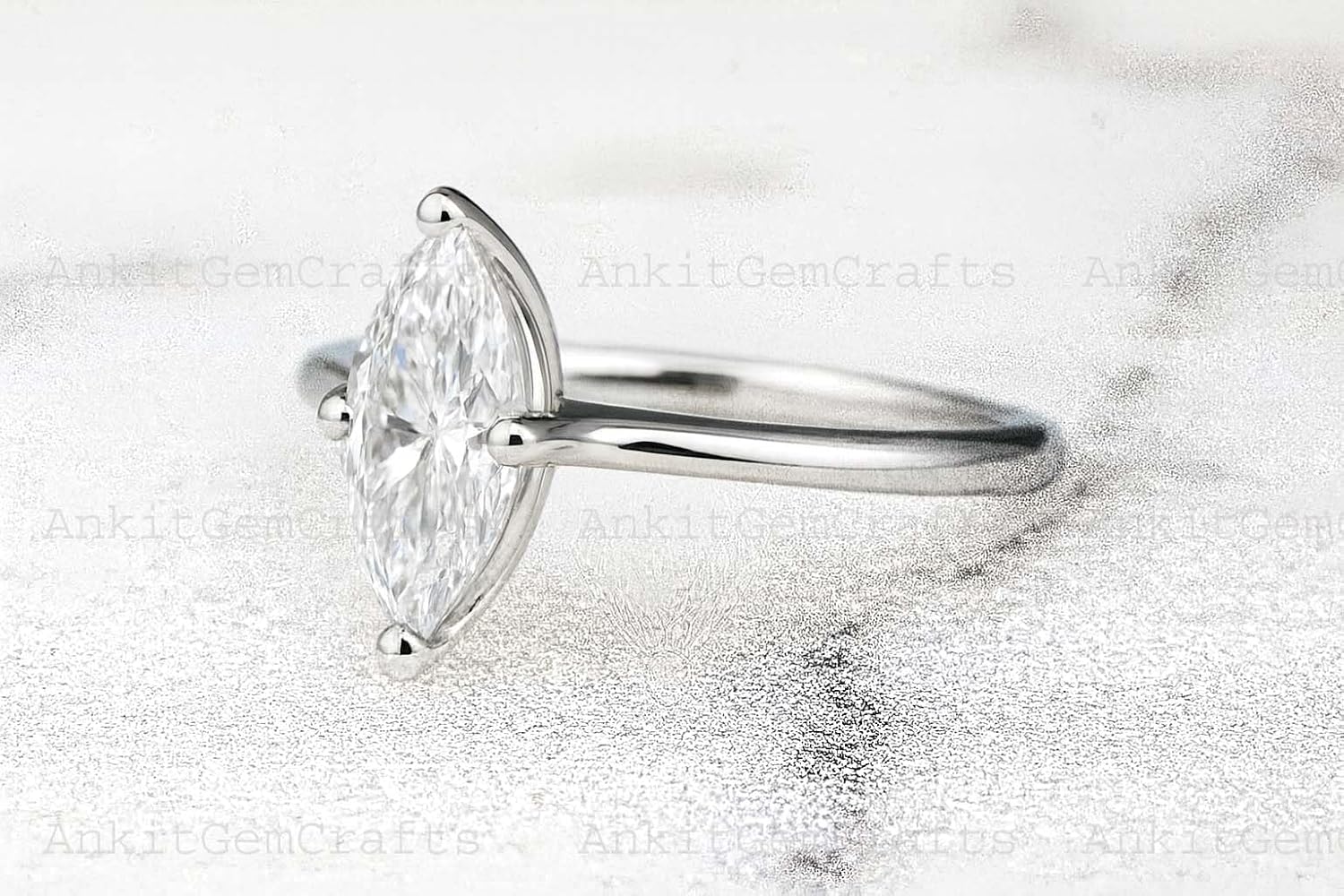 1CT Marquise Cut Solitaire Moissanite Engagement Ring Classic 14K White Gold Promise Ring for Women Minimalist Bridal Wedding Jewelry Gift