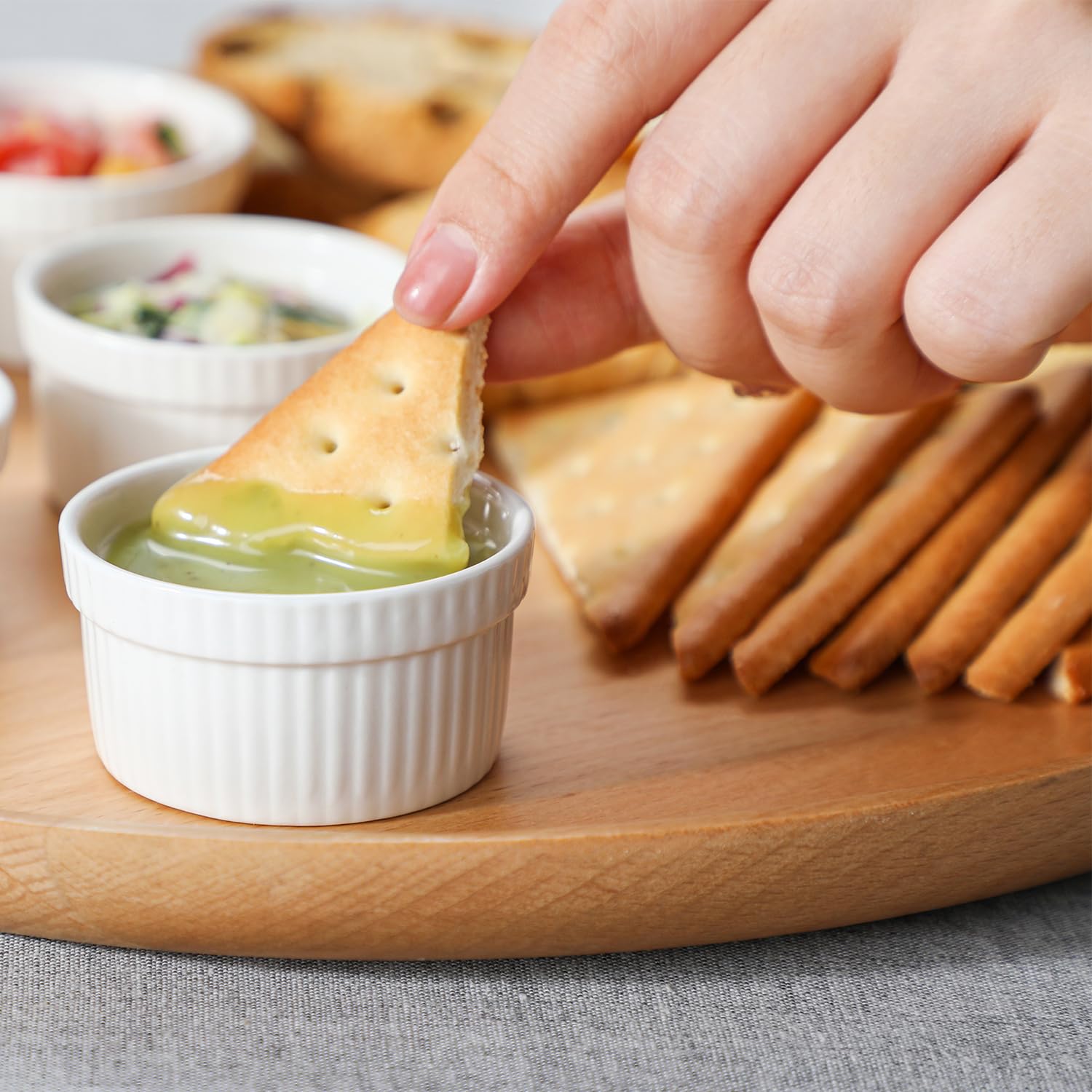 MALACASA, Series Ramekin dish, 24 Piezas Mini Cuencos y Platos de Postre/Snack/Salsa 2.4"(6 cm) Crema de Cerámica Modelo para Hornear