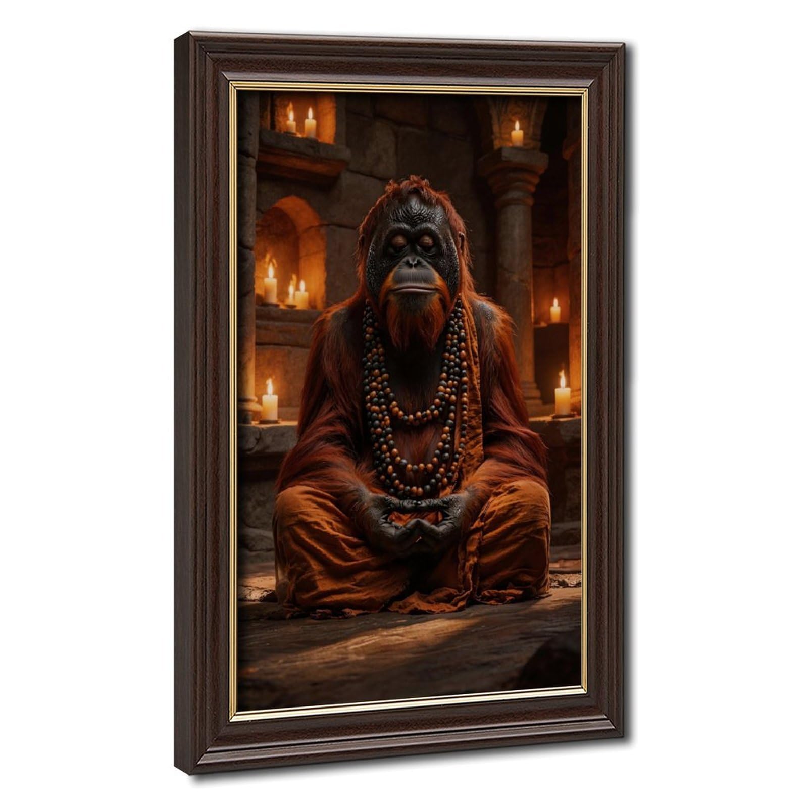 Bareronor Zen Ape Meditating Canvas Poster for Bedroom Decor Gift