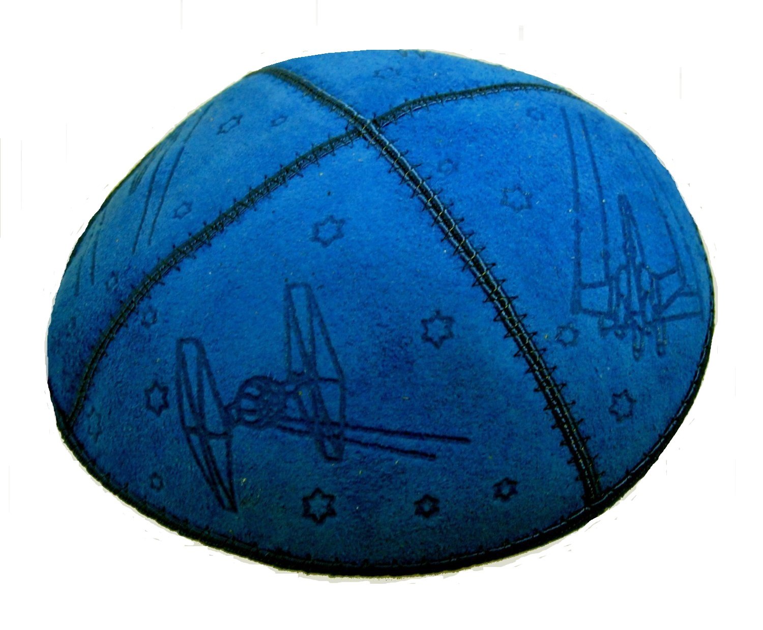 Genuine Suede Yarmulke - Metallic Embossed - GOLD METALIC BIG STARS