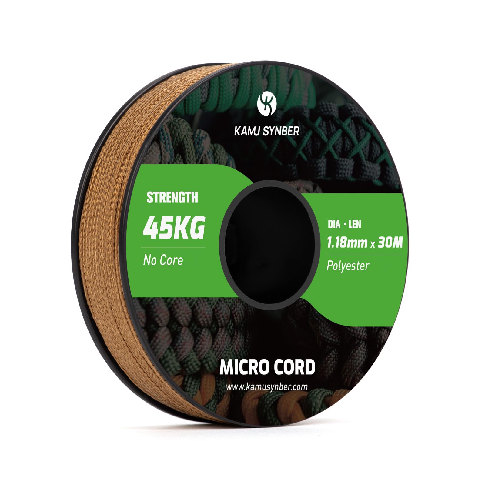 Kamu Synber Micro Cord 1.18mm Paracord Braided Rope 30m Spool for Bracelet, Crafting, Jewelry Making, Key Chains | Support 45kg | Coyote Brown