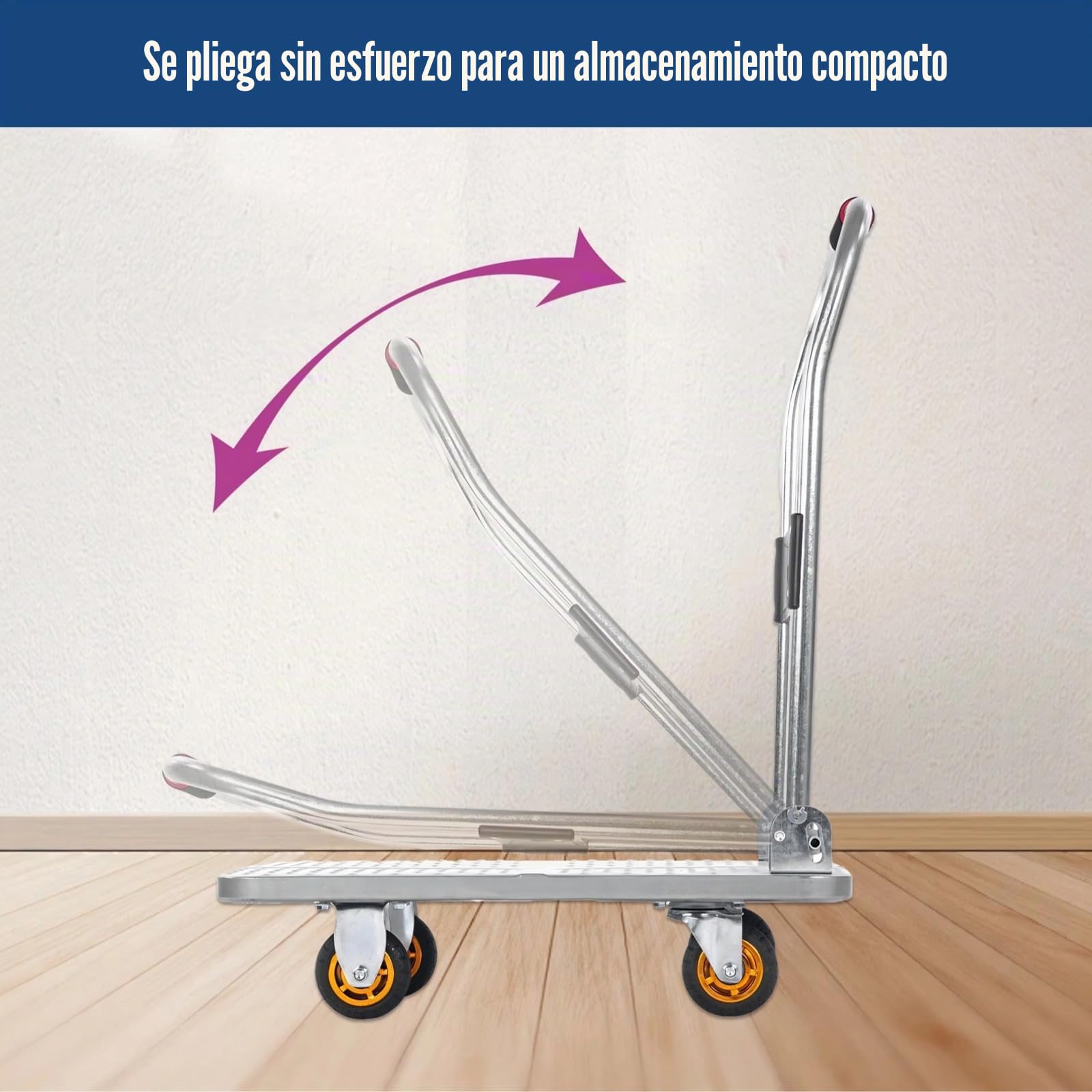 Carro con plataforma plegable para cargas pesadas con ruedas y asa, carro para transporte plegable, carro para bolsa para un fácil transporte y elevación pesada (tamaño: 60 x 40 cm)
