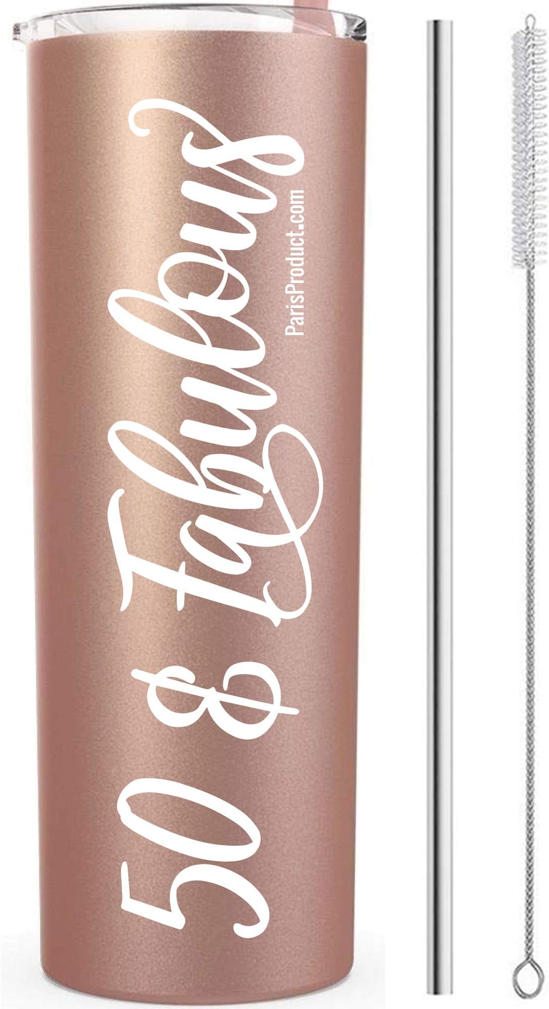 50 & Fabulous 20oz Stainless Steel Tumbler 1972 Happy 50th Birthday Gifts For Women Turning 50, 50th Birthday Decorations Women, Funny 50th Birthday Gifts For Women 1972, 50th Birthday Gift Ideas