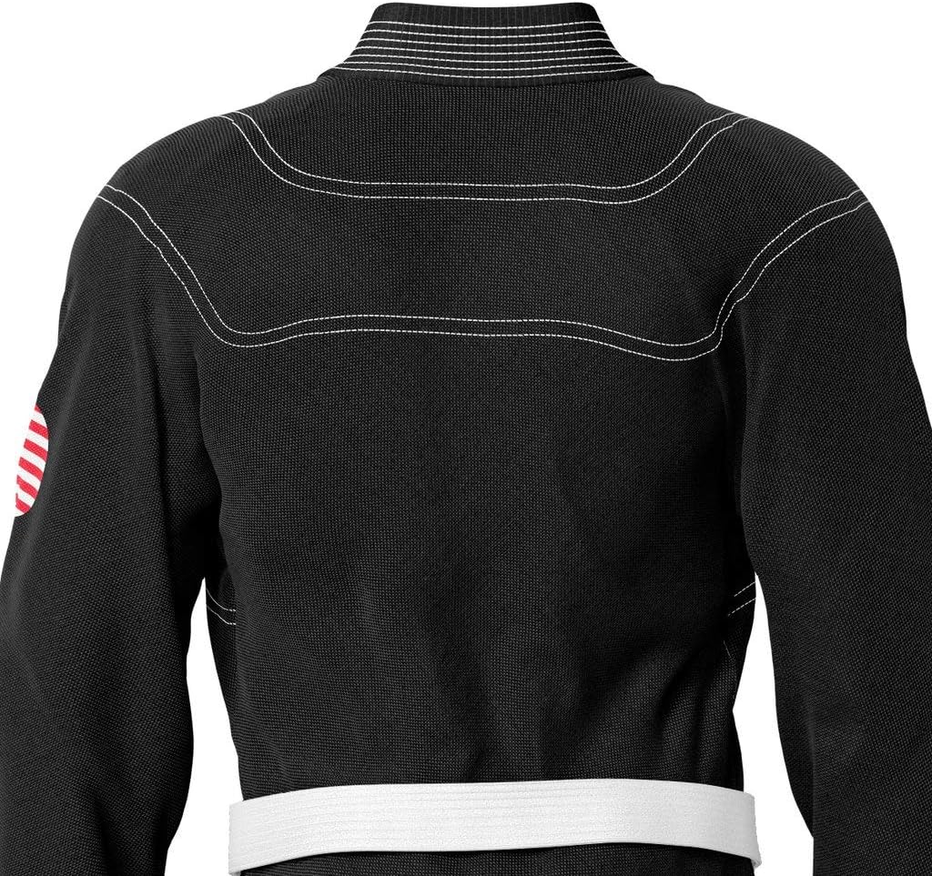Premium American Black Sublimation Brazilian Pearl Weave Jiu Jitsu Gi - Built in Rash Guard - with Rash Guard Lining (BJJ GI)