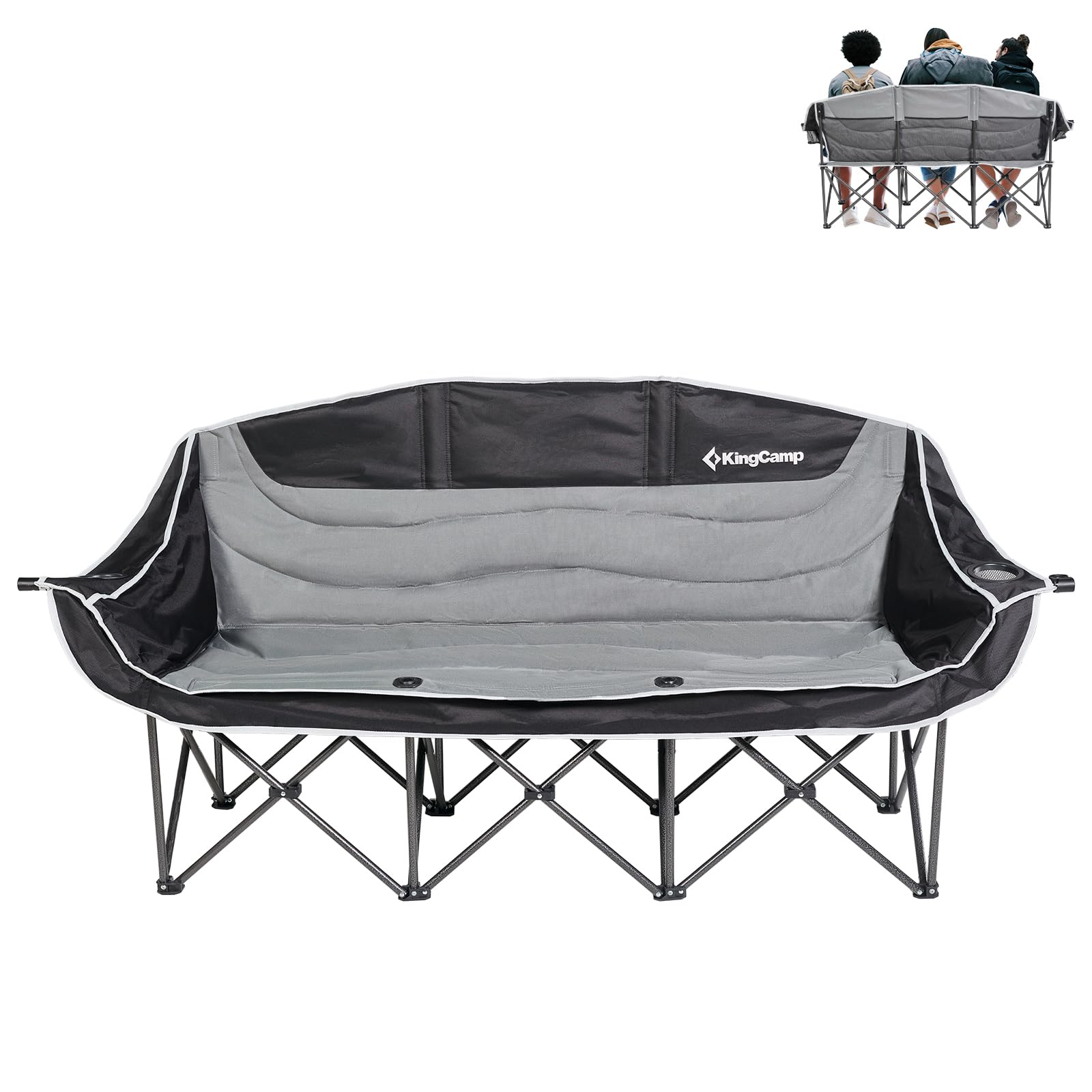 KingCamp 3 Person Camping Chair, Oversized 1100lbs Heavy Duty Loveseat