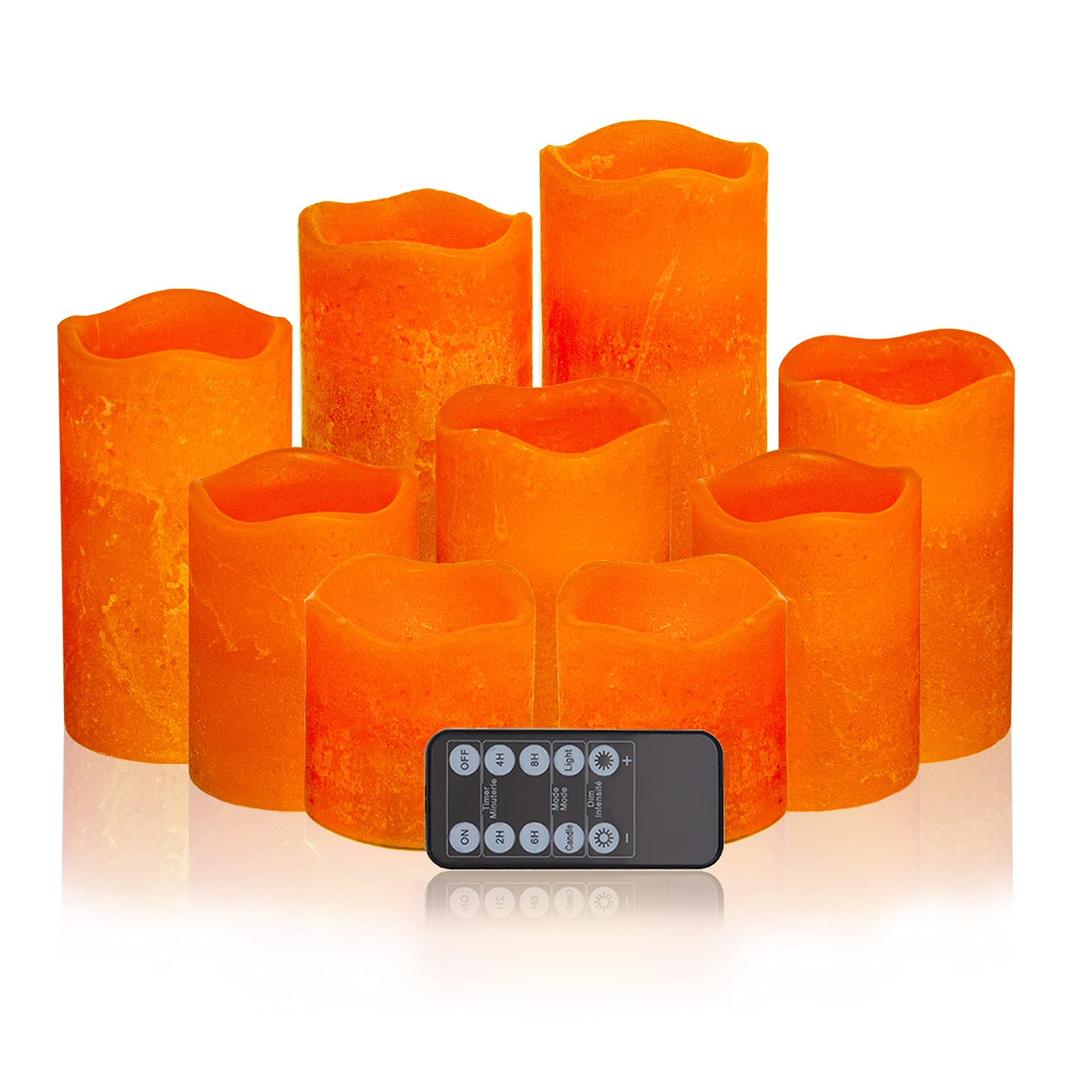 Amazon.co.jp : オレンジフレームレスLEDキャンドルライト 9個セット