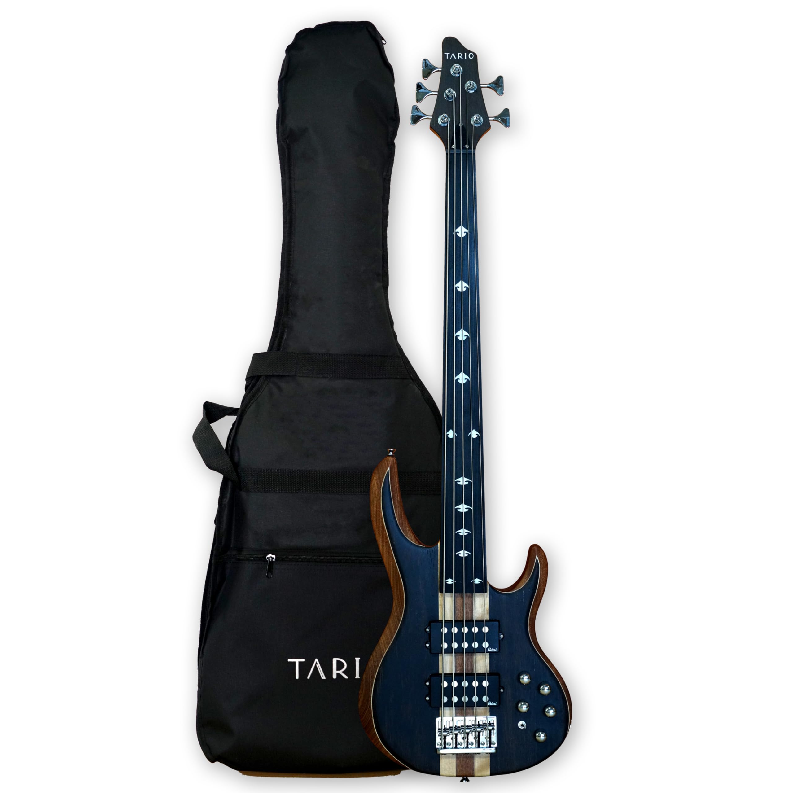 TARIO Fretless 5 string electric bass Guitar Millettia Laurentii Top Okoume body composite ebony fingerboard
