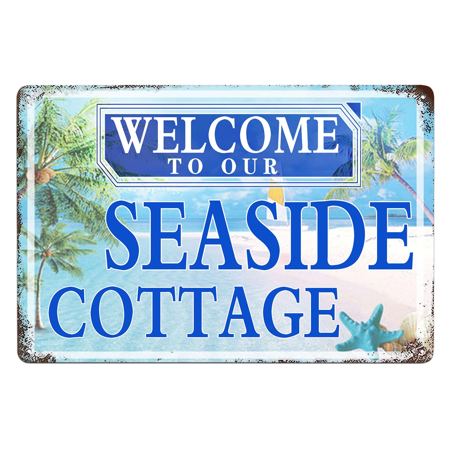 Mlovos As The Picture Shows2 Welcome To Our Seaside Cottage Metal Sign Vintage Bar Kitchen Garage Cave Home Wall Funny Decor Retro Tin Sign 8X12 Inches