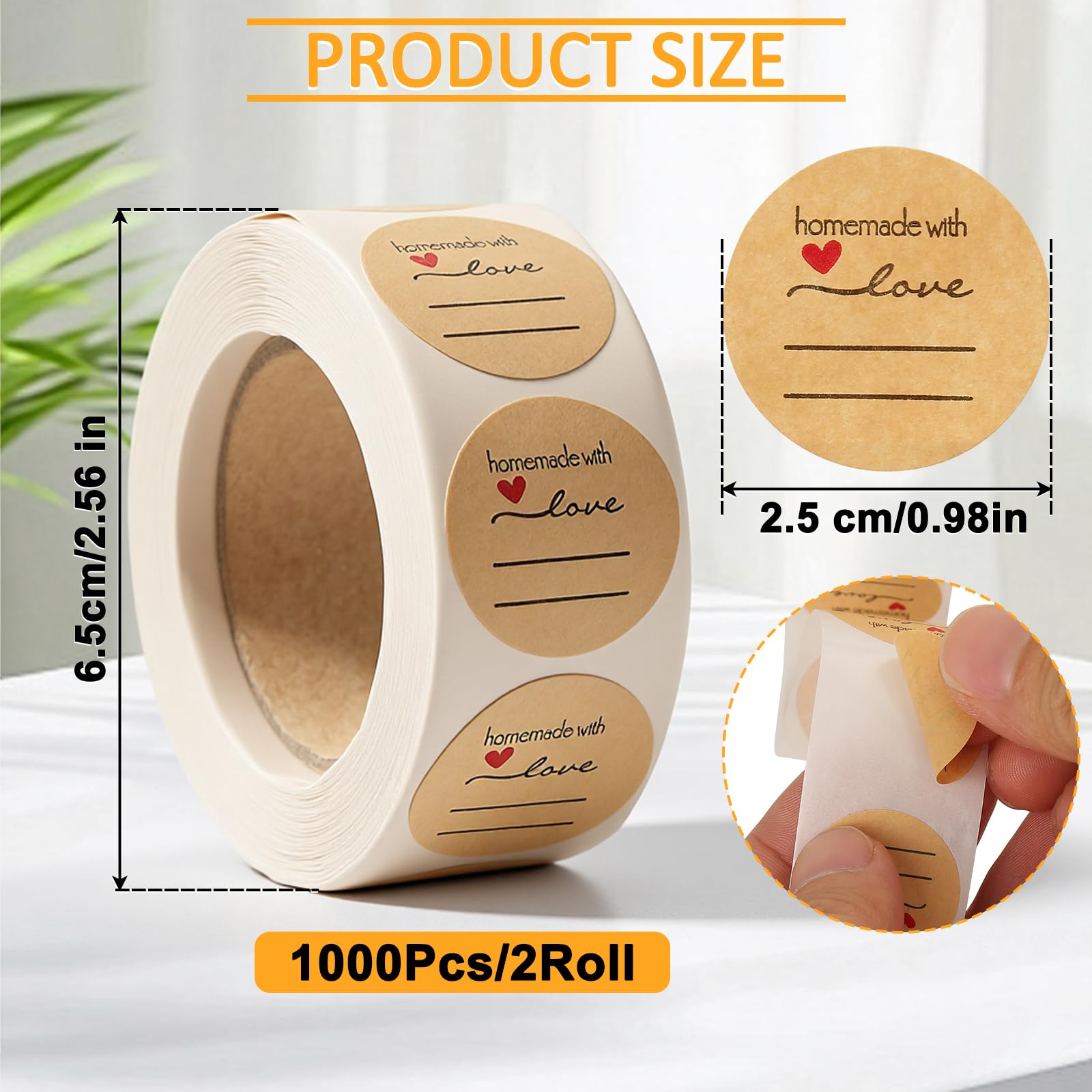 1000 sztuk etykiet z dżemem, 2,5 cm, ręcznie robione naklejki na prezent, do dekoracji ślubnych torebek prezentowych