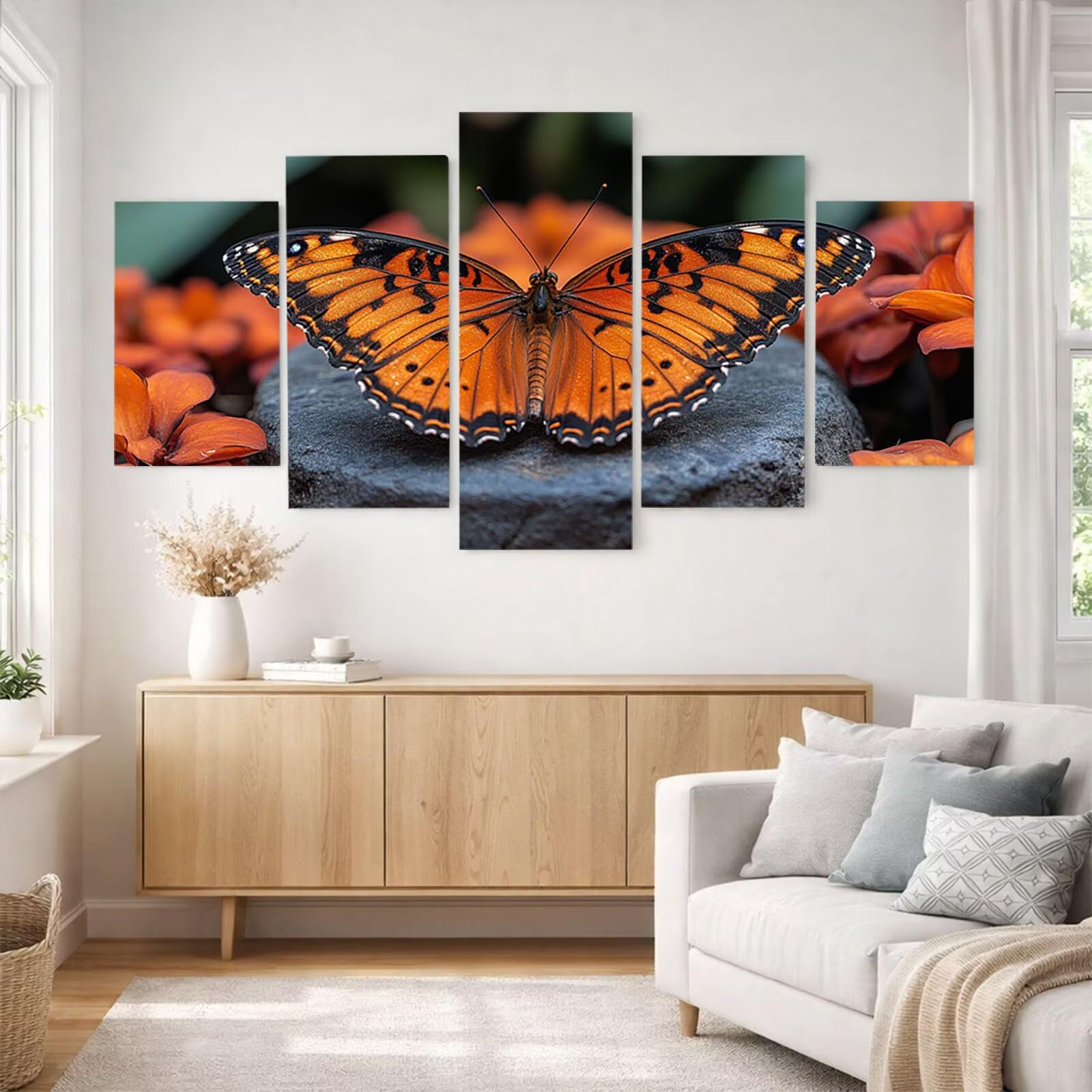 5 Pack Leuchtend Malen Nach Zahlen Erwachsene Schmetterling YCBZ-3381 | DIY Set Erwachsene mit Pinselset Acrylfarben Set Fünf Leinwand zum Bemalen Tier für Deko Wohnzimmer Geschenke für Frauen