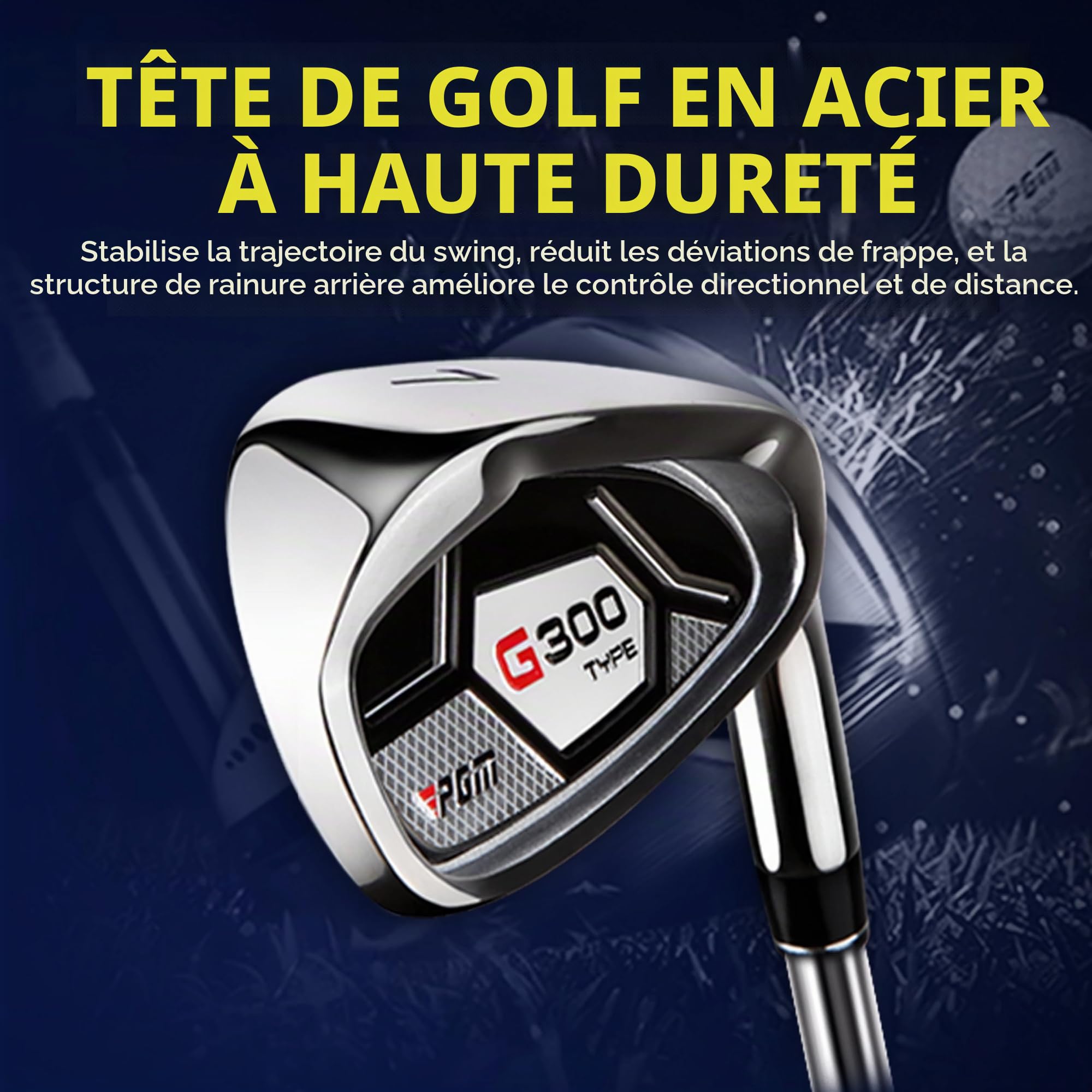 PGM G300 Lot complet de clubs de golf hybrides pour homme Titane #1 avec biais en fer haute résistance avec sac de support (droitier, 12 bâtons, rigides)