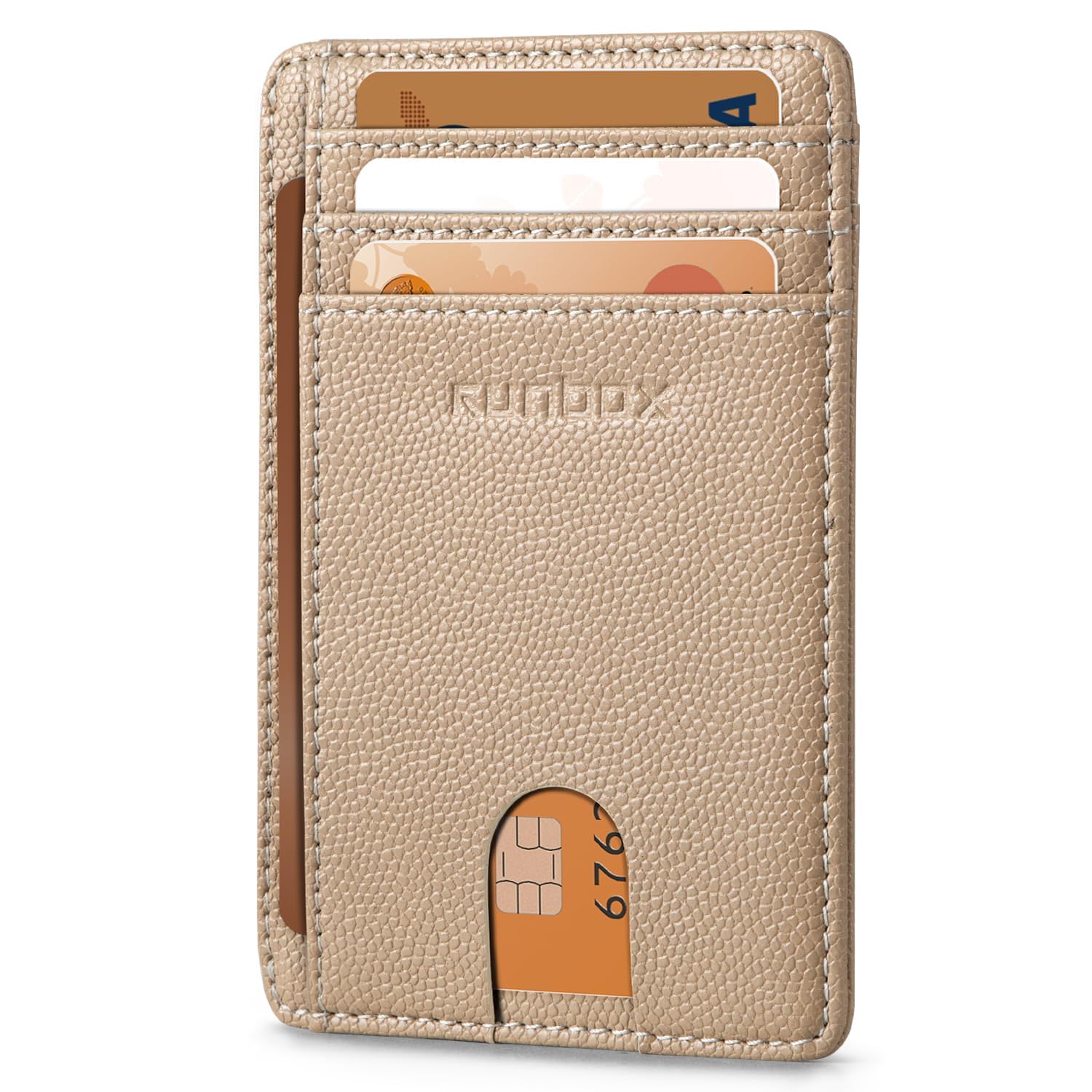 RUNBOX Slim Wallet for Men and Women, RFID Blocking Leather Card Holder