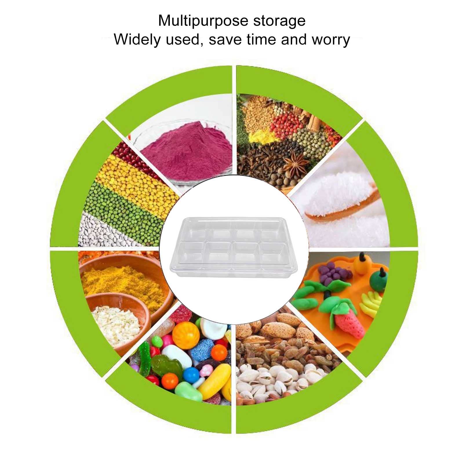 Aramox Contenitore per Condimenti Refrigerati, Scatola per Condimenti in Plastica Trasparente per Ghiaccio di Grande capacità con Scomparti Rimovibili per Organizer per Riporre di Frutta per (8