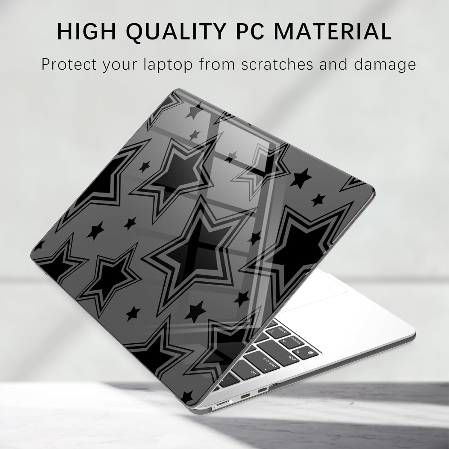 Compatible with MacBook Air 13.6 inch Case M5 M4 M3 M2 2026-2022 A3449 A3240 A3113 A2681 Release, Cute Y2K Star Protective Hard Shell Clear Black Cover for MacBook Air 13