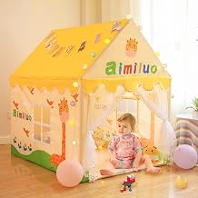 Children Boy Girls Portable Castle Playhouse | Medium Size Light Weight Kids Play Tent House for 3-13 Year Old Kids Girls and Boys (Yellow)