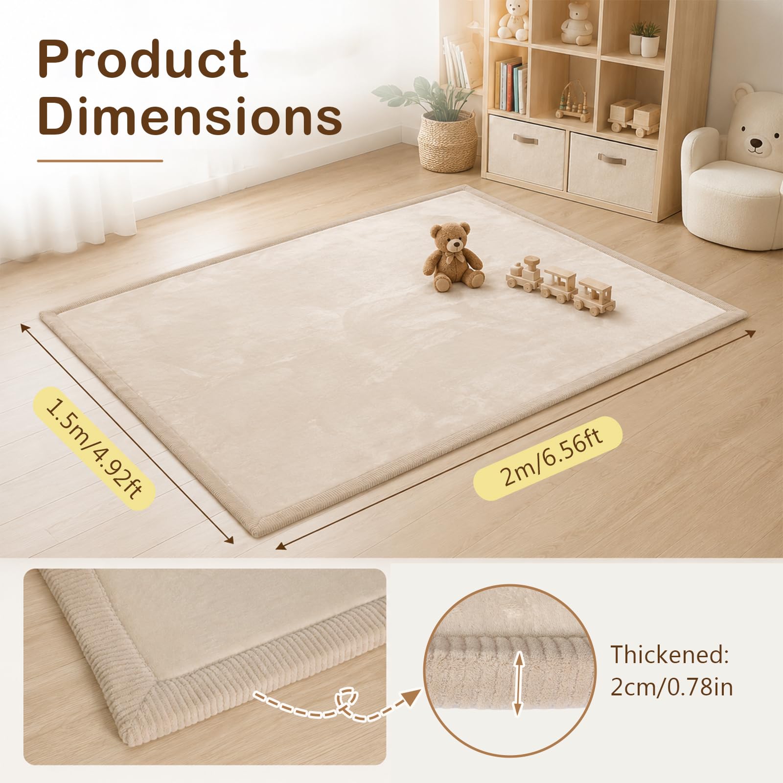 Pokrowiec flanelowy dywan 150 x 200 x 2 cm antypoślizgowa mata tatami
