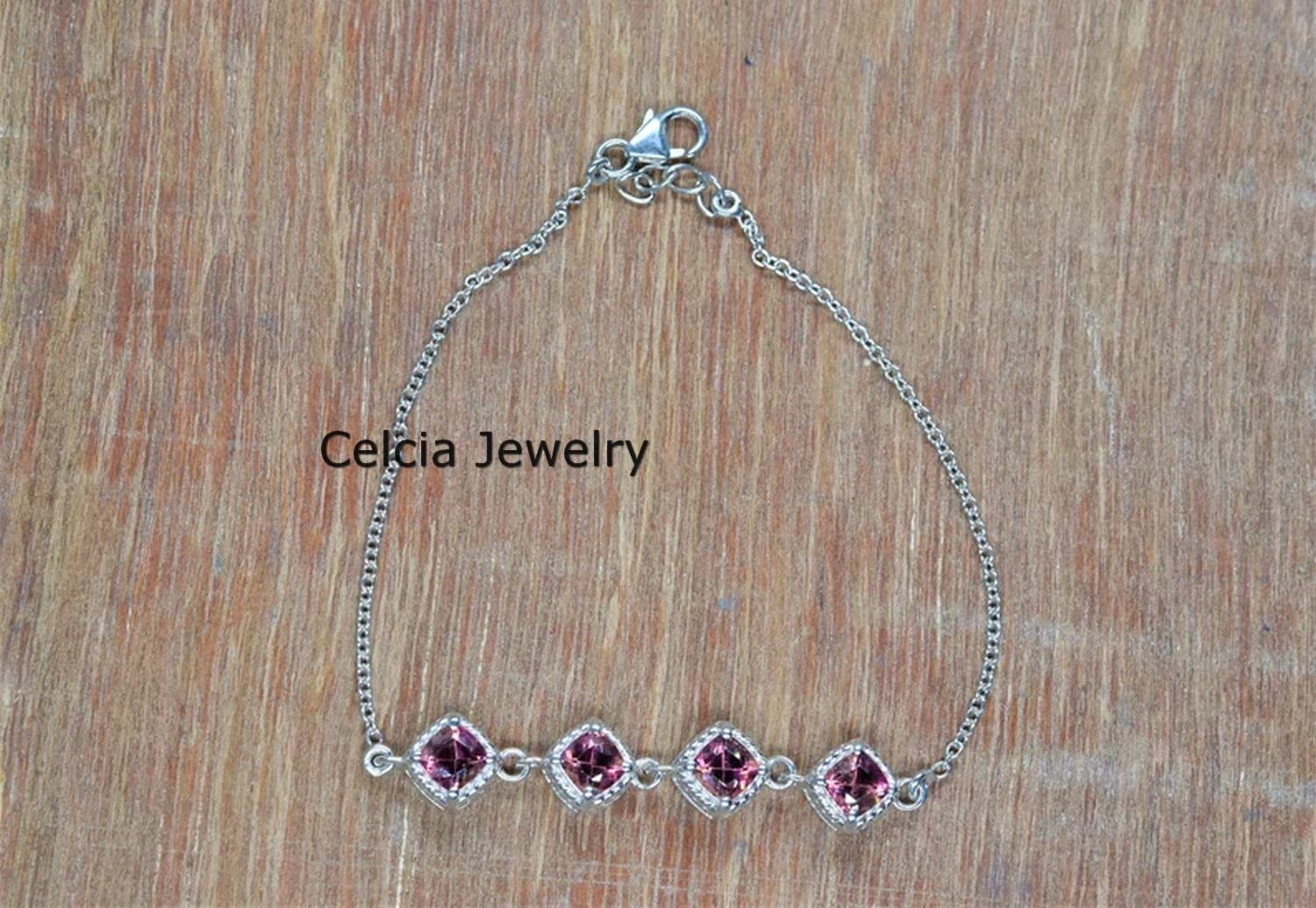 Bracciale in argento sterling 925 puro per donna e uomo, bracciale in ametista naturale con pietra preziosa Bracciale artigianale unico per lei o lui