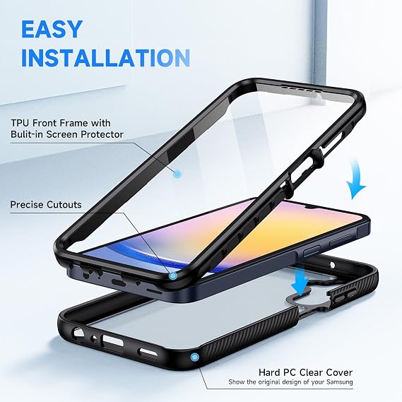 seacosmo for Samsung A25 Case, Galaxy A25 Cover with Screen Protector Black