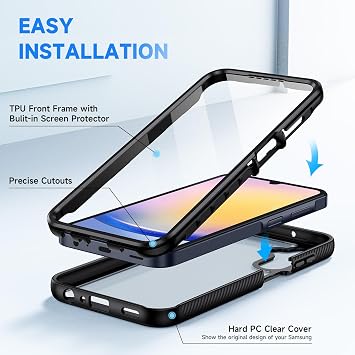 seacosmo for Samsung A25 Case, Galaxy A25 Cover with Screen Protector Black