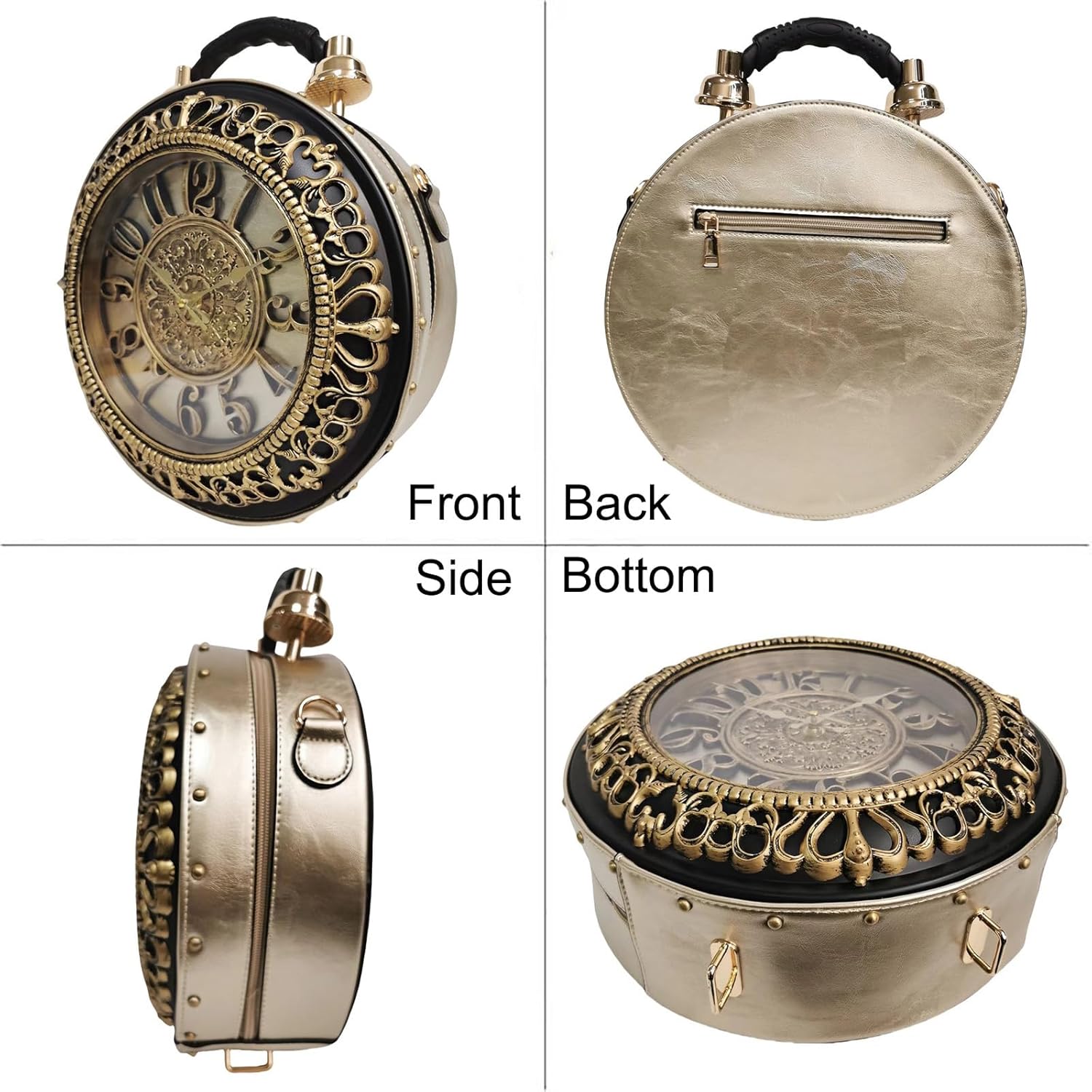 Women PVC Clock Shaped Handbag Crossbody Shoulder Bag Clock Purse - Image 4