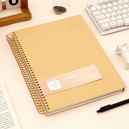 Miniatura 7 de Yoment Cuaderno de espiral de 8.5 x 11 pulgadas, cuaderno de espiral de tapa dura, regla universitaria, cuaderno de espiral grande de 3 materias