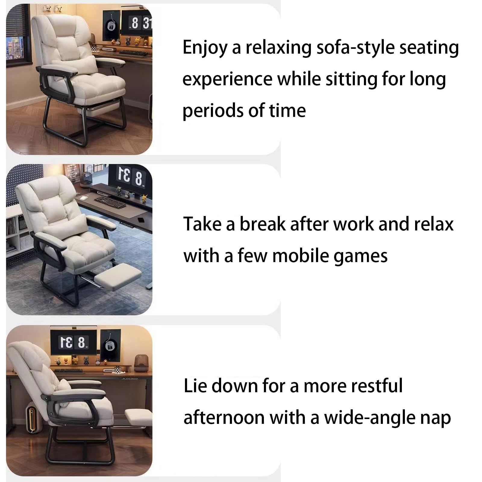 Sillón Reclinable Manual; Sillón De Oficina para Personas Altas Y Corpulentas; Sillón Ejecutivo De Cuero con Respaldo Alto; Sillones Ergonómicos para Gaming; Cómodos con Reposapiés