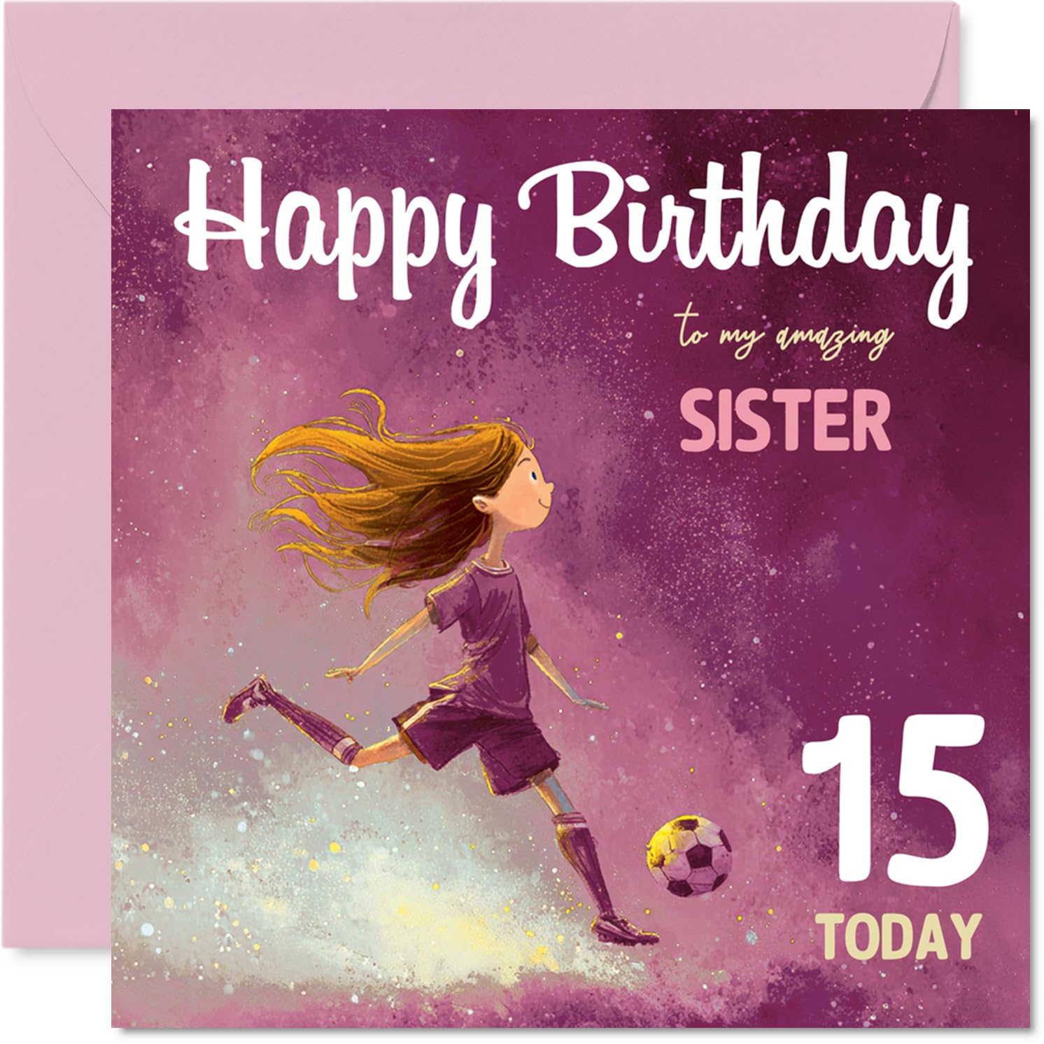 15th Birthday Cards for Sister, Football Girl
