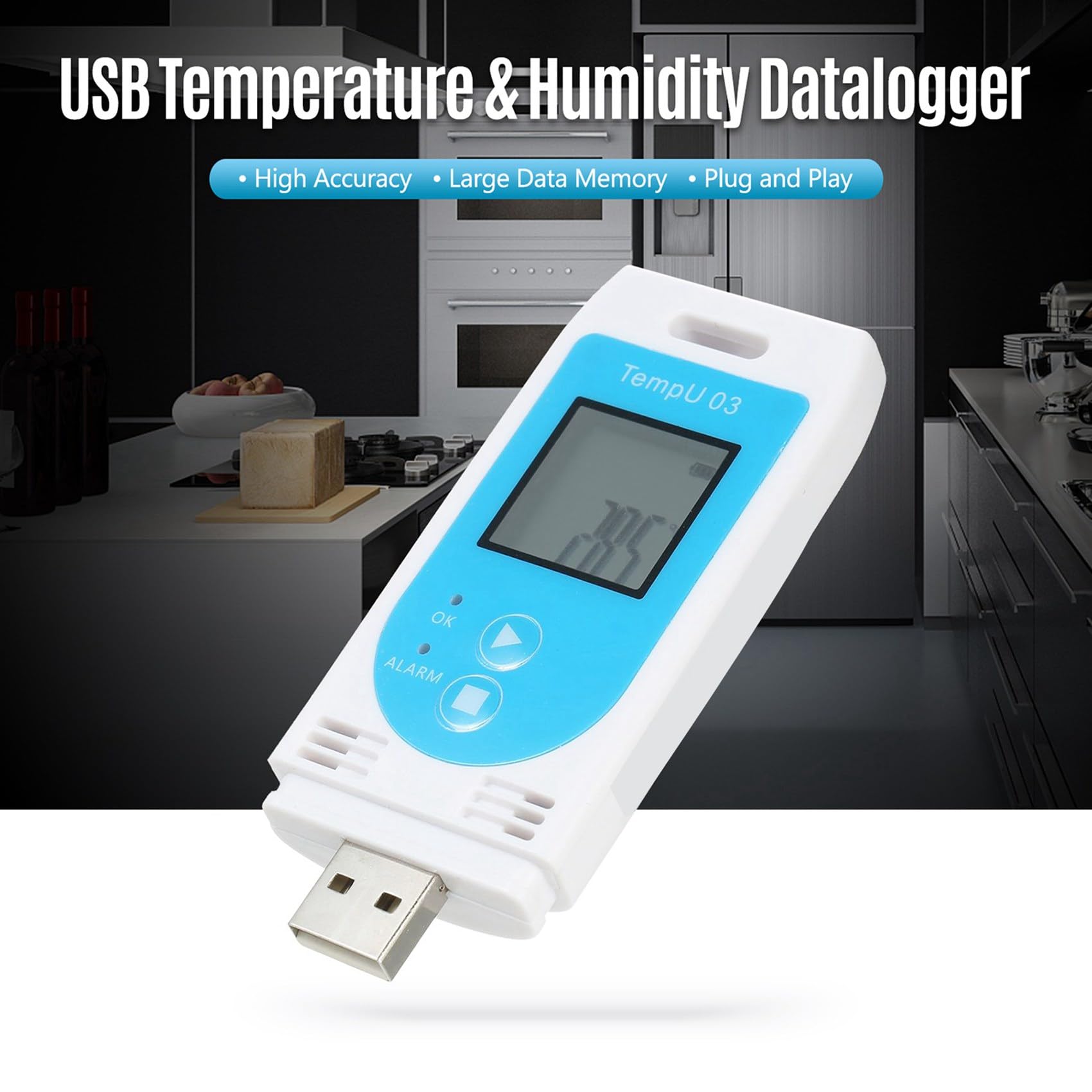 6X TempU 03 Registrador de Datos de Temperatura y Humedad USB Reutilizable TEMP Registrador de Datos Medidor de Registro de Humedad