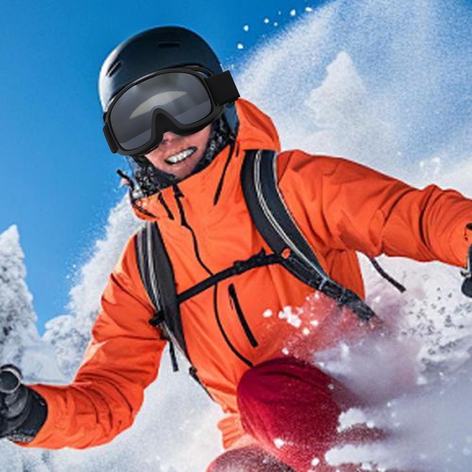 Occhiali da neve da donna, occhiali da sci – occhiali da neve anti-appannamento protezione UV occhiali da sci | occhiali da neve su occhiali, accessori da sci sferici regolabili per uomo