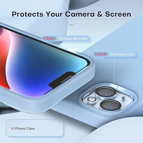 Vista 42 de TOCOL Funda delgada de silicona para iPhone 14, 6.1 pulgadas, ajuste preciso, antideslizante, protección contra caídas, azul medianoche