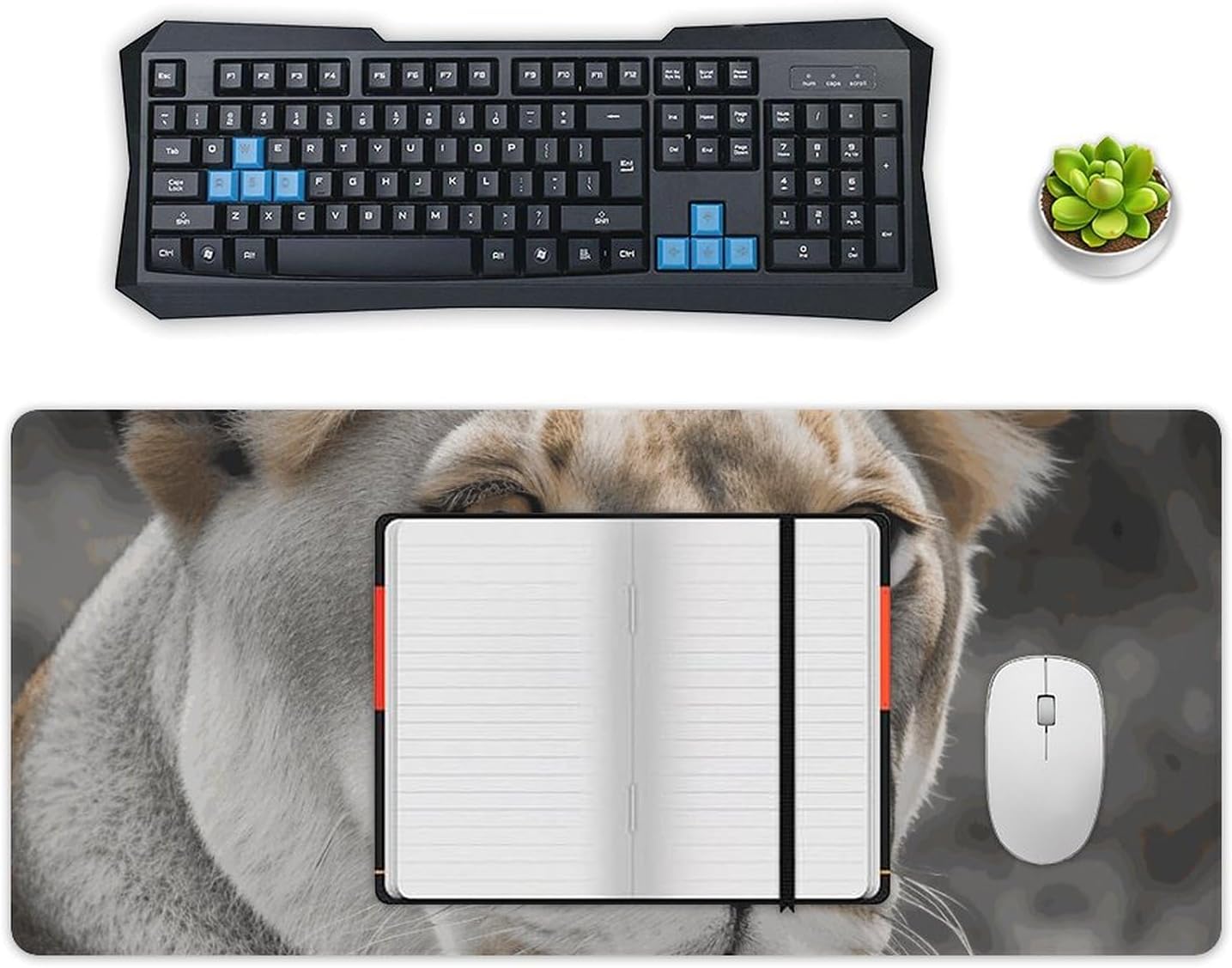 Lioness Mouse Pad Premium Durable Desk Mat with Stitched Edges, Non-Slip Rubber Base, Easy to Clean, Large Gaming Mouse Mat for Office, Home Workspace 40x90cm