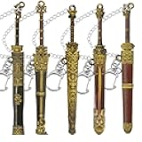 5pcs Metal Sword Bookmark with Scabbard,Mini Sword Suitable for Reading,Sword Keychain,These Vintage Chinese Swords Make Unique Gifts for Book-Loving Gentlemen.