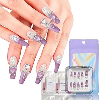 Sonloka 10-Piece Handmade Press On Nails Set - Convenient, Versatile, Reusable - Includes Press On Nails, Glue On Nails, Impress Nails - Pastel & Variety of Styles, Bow laurel dog