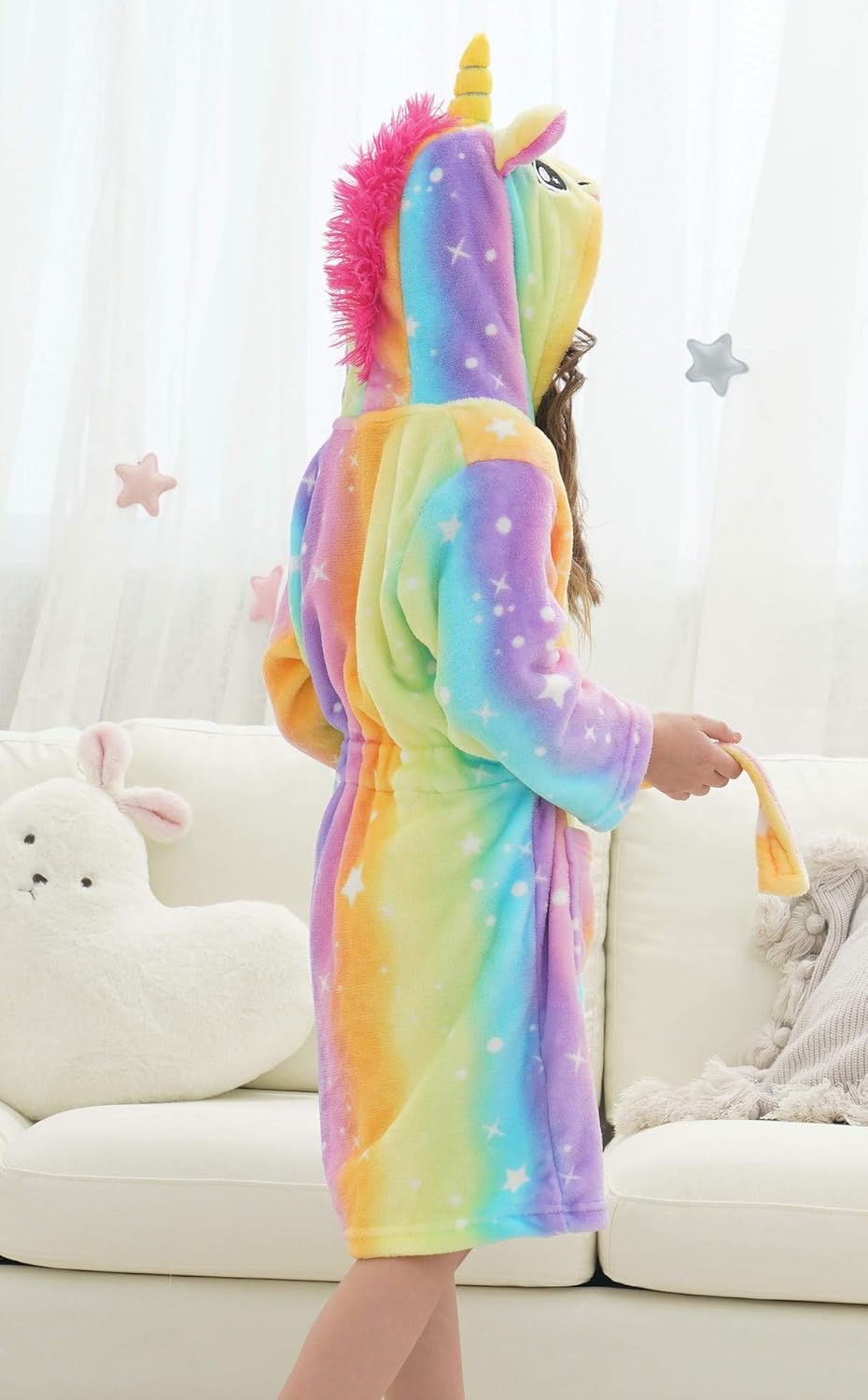Doctor Unicorn Soft Unicorn Hooded Star Dots Bathrobe - Unicorn Gifts for Girls: Clothing, Shoes & Jewelry