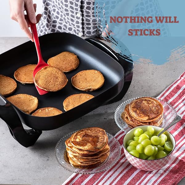 Moss & Stone Square Nonstick Electric Skillet With Lid, Aluminum 12x12 Inch Electric Frying Pan 5Qt, Nonstick Cooking Surface, Adjustable Temperature Control, Vented Glass Lid, Heat-Resistant Handle by Moss & Stone - Image 7