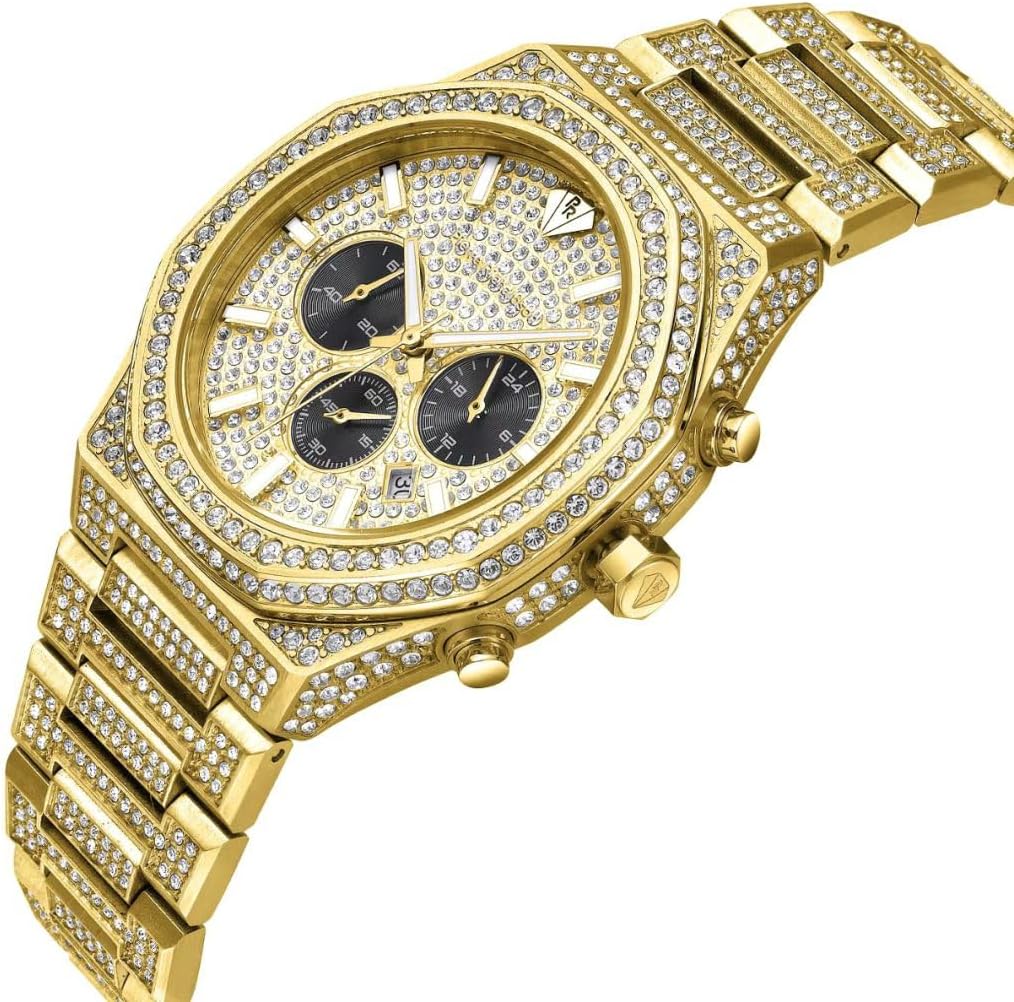 PIERRE RICHARDSON PR5891 Men’s Watch – Silver Stainless Steel - Full Diamond Concept, Quartz, Sapphire Crystal, 41mm, 5ATM