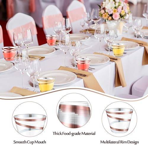 Vista 145 de Gejoy Vasos de plástico con borde de 9 onzas, vasos desechables para beber vino, vasos transparentes y elegantes de Halloween para suministros