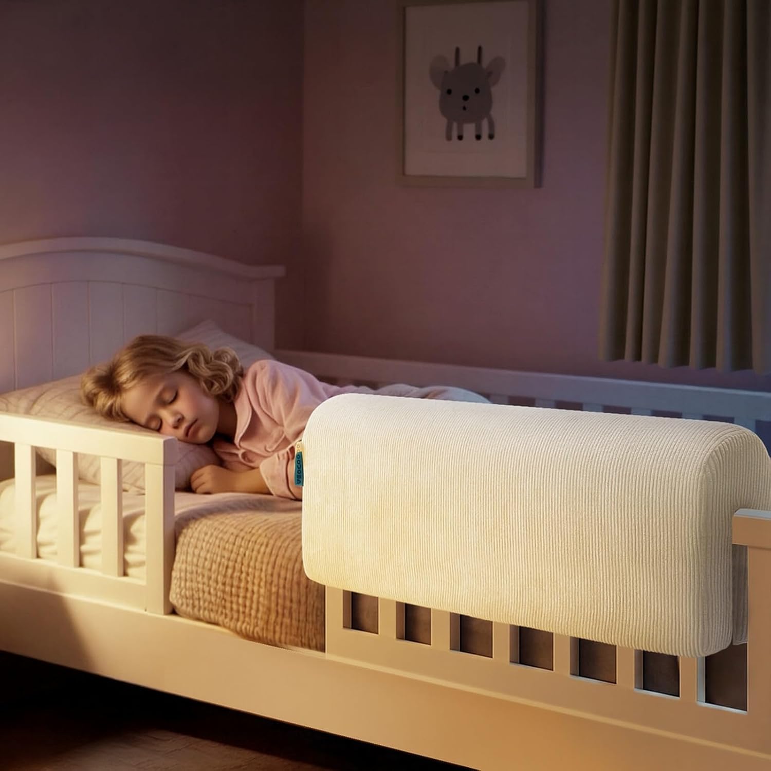 Bed Rail Bumpers Protector, Hospital Bed Rails Padding, Loft Beds and Bunk Beds Bumpers Protector, Premium Soft Memory Foam - Anti-Bump | Fall Prevention, Size 35.4 x 5.5 x 7.9 Inches, Beige