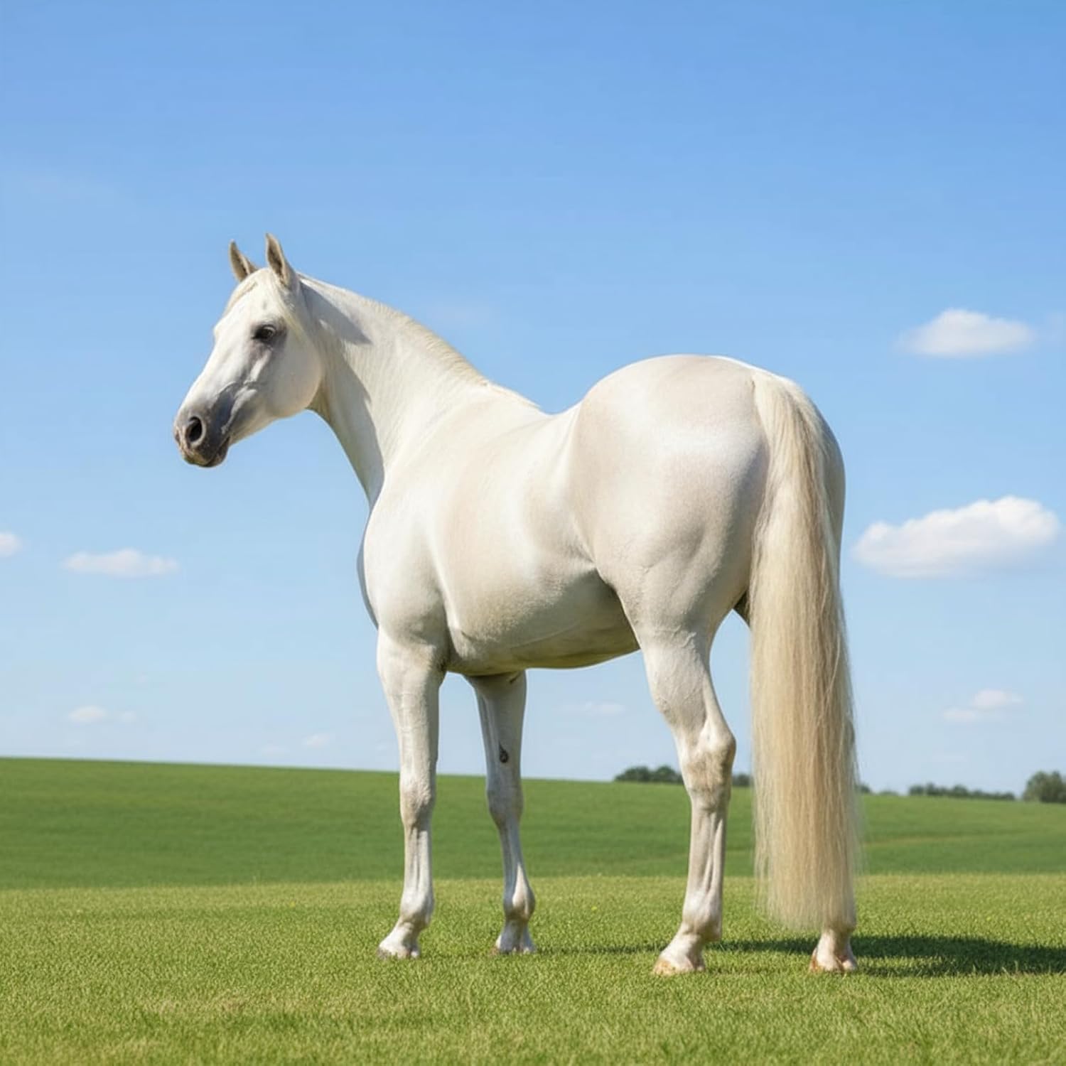 Natural White Real Horse Tail Extensions - 28-30" Length, 4/8 lb Weight with Braided Horsehair Loop