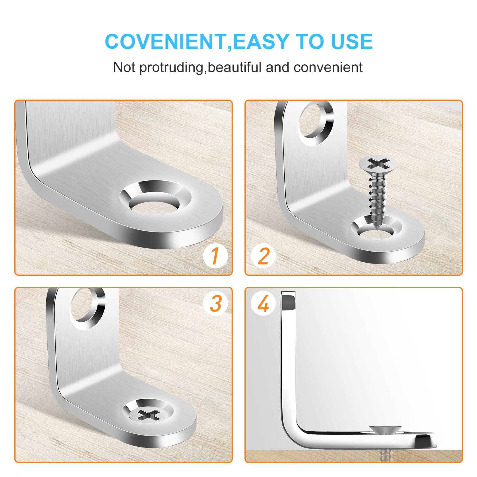 Confezione da 50 staffe angolari a L, resistenti staffe ad angolo retto in acciaio inox, staffa di 90 gradi per ripiani in legno, cassettiere, sedie con 100 viti (2 x 2 cm)