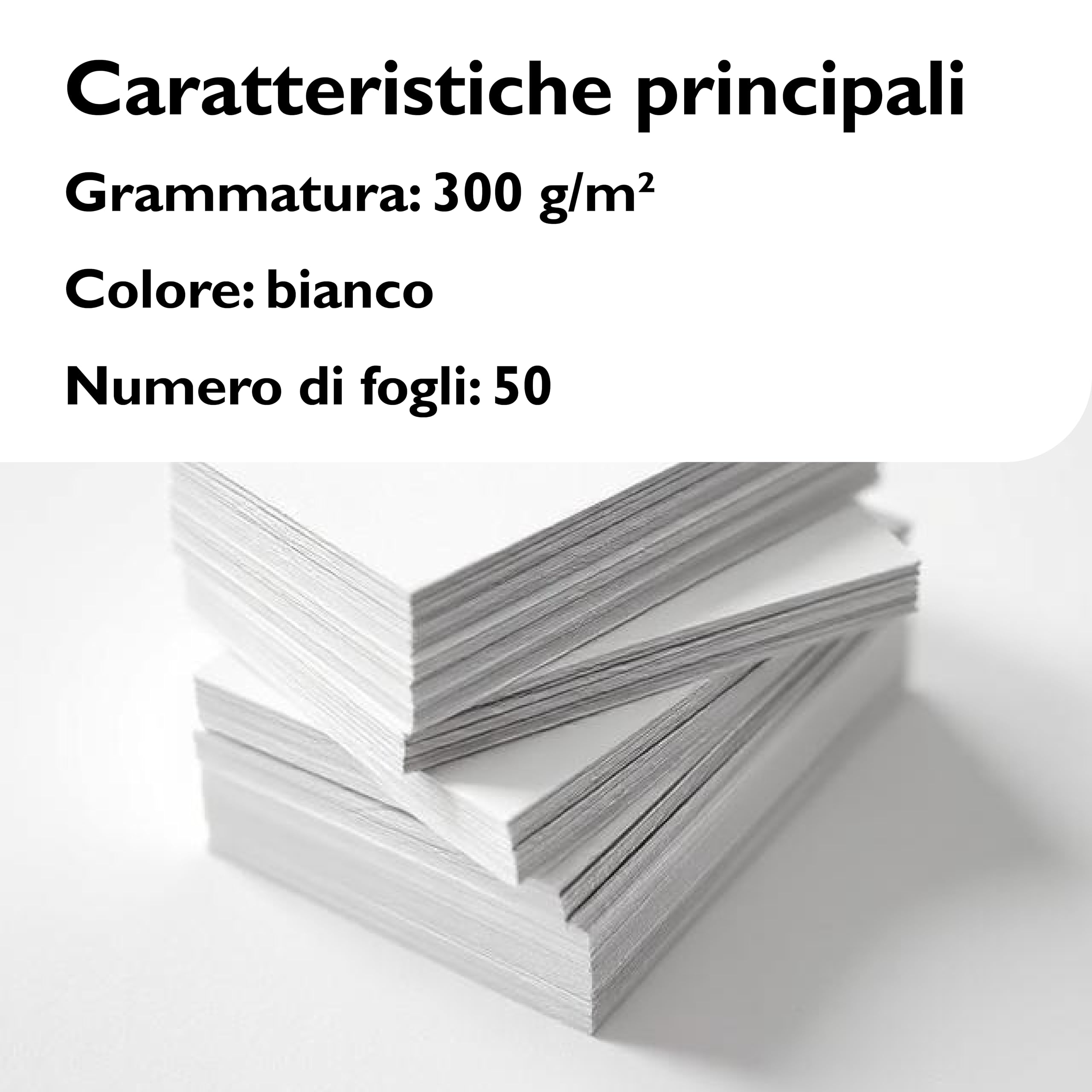 Carta A4 300g/mq Bianco 50 fogli 21x29,7 cm per Stampe Professionali