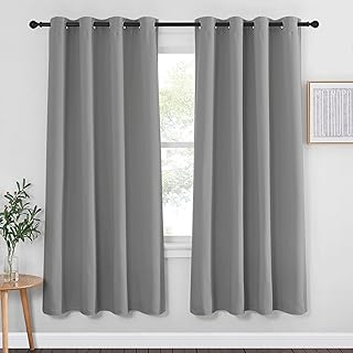 NICETOWN Blackout Silver Grey Curtain for Bedroom 72 inch Length - Grommet Thermal Insulated Blackout Window Treatment Room Darkening for Living Room/Kids Room (1 Panel, W52 x L72)