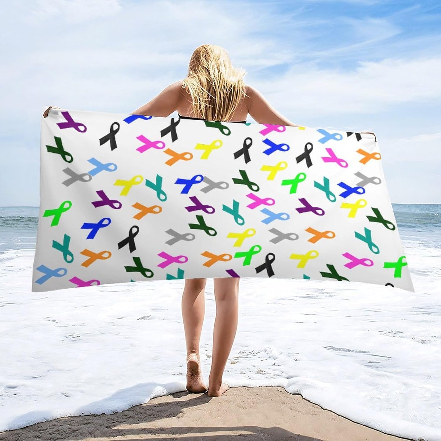Cancer Ribbon Large Size Fashionable, Soft and Comfortable Bath Towel 160x80cm