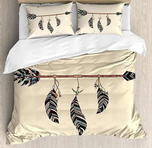 Miniatura 122 de Ambesonne - Funda de edredón multicolor disponible en tres tamaños y en diferentes colores, Tela, Beige, King