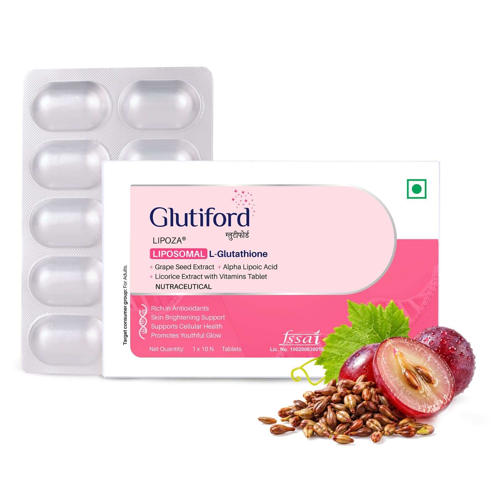 Glutiford Liposomal Glutathione Tablets, 600 mg, 10 Count