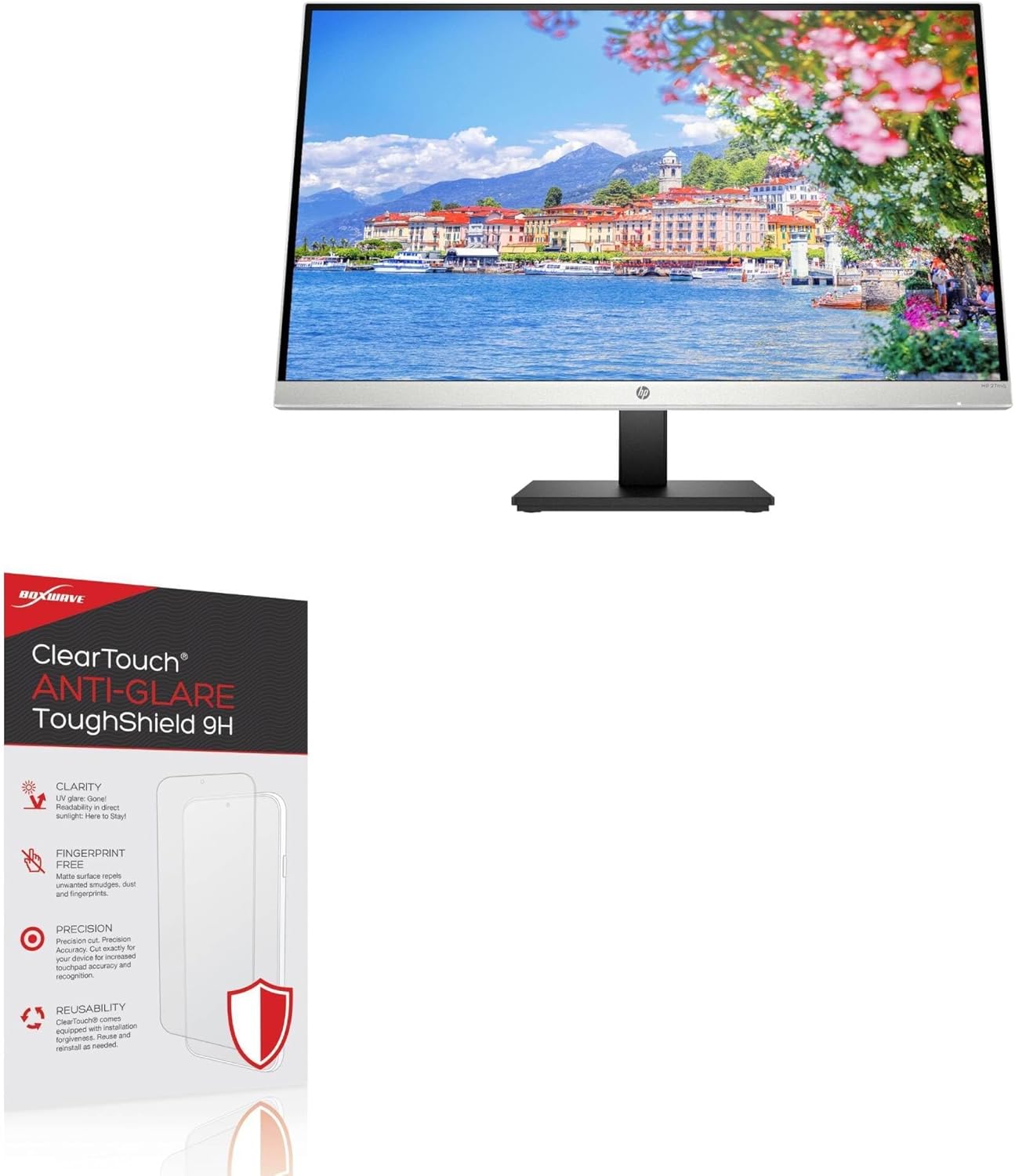 BoxWave Screen Protector Compatible With HP Computer Monitor (27 in) - ClearTouch Anti-Glare ToughShield 9H (2-Pack), Anti-Glare 9H Tough Flexible Film Screen Protector
