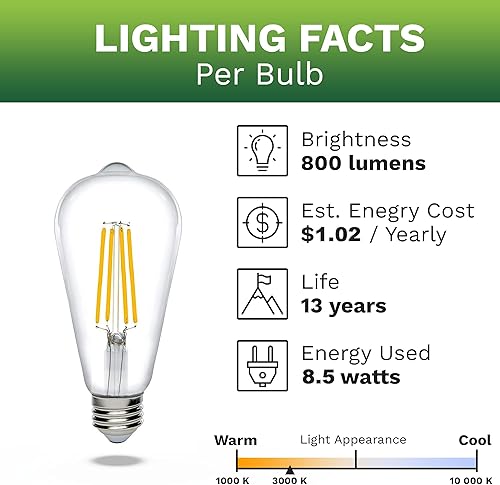 Vista 6 de Focos de ledes Bioluz clásicas Edison, regulables, 7W ST64, foco LED antiguo con filamento de jaula de ardilla para decorar casa, E26, paquete de 6